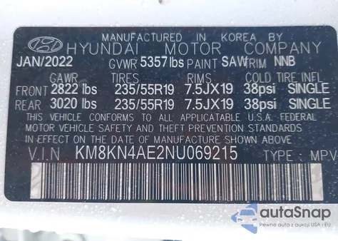 2022 Hyundai Ioniq 5 Sel z USA, uszkodzony, nr VIN KM8KN4AE2NU069215